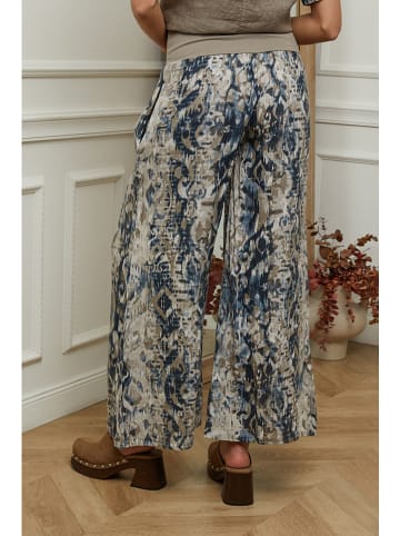 Plume Leinen-Hose "Jasmina" in Taupe/ Blau