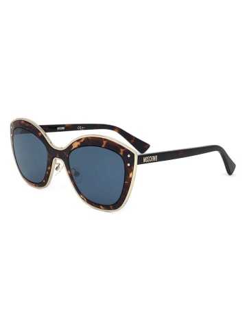 Moschino Damskie okulary przeciwsłoneczne w kolorze niebiesko-brązowym
