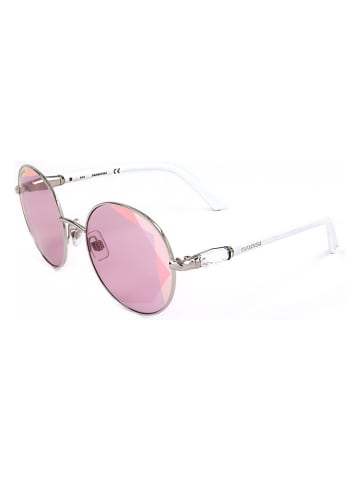 Swarovski Damskie okulary przeciwsłoneczne w kolorze srebrno-jasnoróżowym