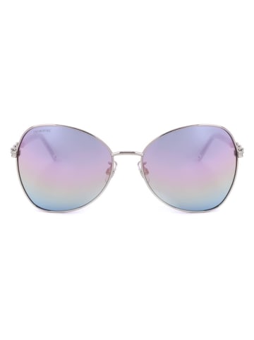 Swarovski Damskie okulary przeciwsłoneczne w kolorze srebrnym ze wzorem