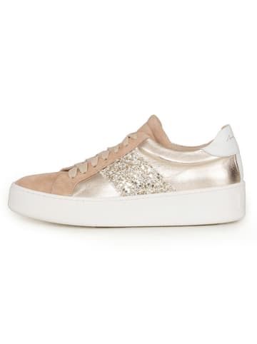 Anna Morellini Leren sneakers "Gioletta" beige/goudkleurig