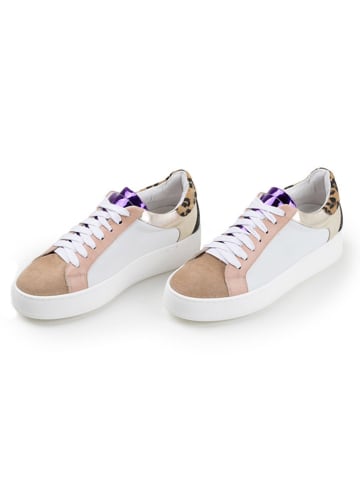 Anna Morellini Skórzane sneakersy "Lassellana" w kolorze beżowo-białym