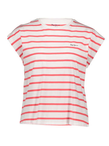 Pepe Jeans Shirt in Weiß/ Rot