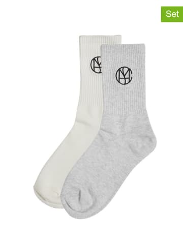 MOSS COPENHAGEN 2er-Set: Socken in Grau/ Weiß