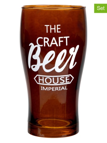 Homla 2-delige set: bierglazen "Claubee" bruin - 500 ml