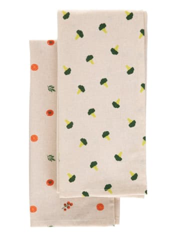 Homla 2er-Set: Geschirrtücher ''Veggie'' in Beige - (L)65 x (B)45 cm