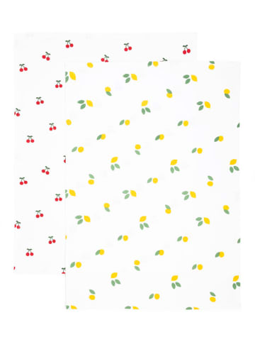 Homla 2er-Set: Geschirrtücher ''Cherrine'' in Weiß/ Bunt - (L)65 x (B)45 cm