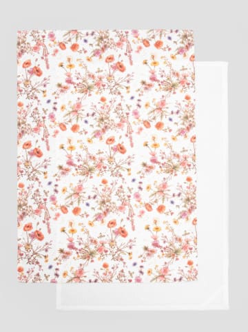Homla 2er-Set: Geschirrtücher ''Meadow Flowers'' in Weiß/ Bunt - (L)65 x (B)45 cm