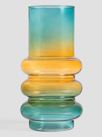 Homla Vaas "Circle" geel/turquoise - (H)26 x Ø 11 cm