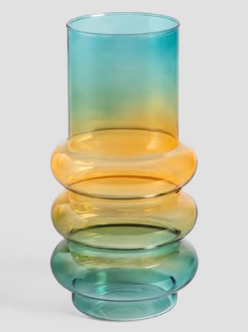 Homla Vaas "Circle" geel/turquoise - (H)26 x Ø 11 cm