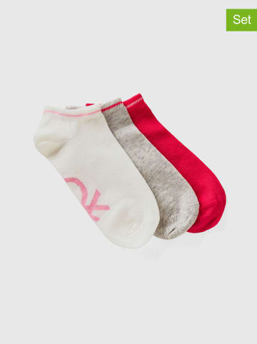 Benetton 3er-Set: Socken in Grau/ Rot/ Weiß