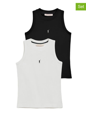 Polo Club 2er-Set: Tops in Schwarz/ Weiß