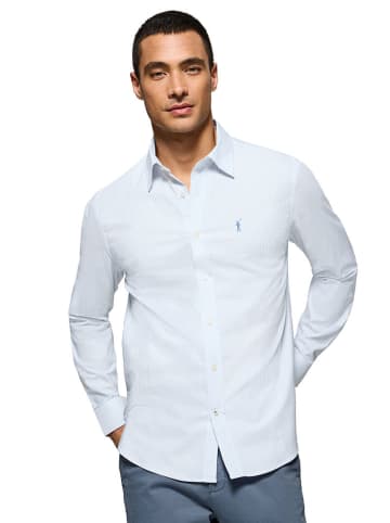 Polo Club Blouse - regular fit - wit/lichtblauw