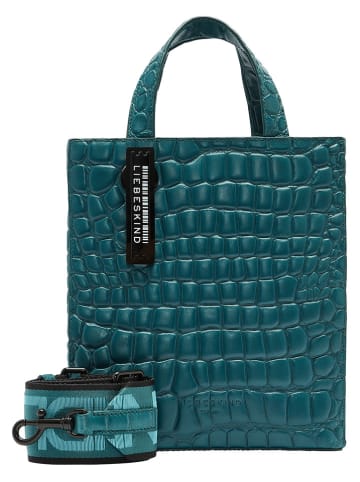 LIEBESKIND BERLIN Leren handtas "Paperbag S" petrol - (B)22 x (H)25 x (D)11,5 cm