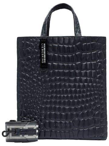 LIEBESKIND BERLIN Leder-Henkeltasche "Paperbag M" in Dunkelblau - (B)29 x (H)34 x (T)15 cm