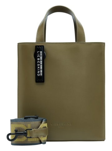 LIEBESKIND BERLIN Leder-Henkeltasche "Paperbag S" in Khaki - (B)22 x (H)25 x (T)11,5 cm
