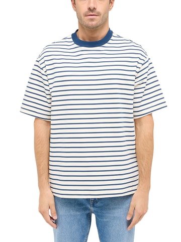 Mustang Shirt in Weiß/ Blau
