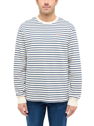 Mustang Longsleeve in Dunkelblau/ Creme