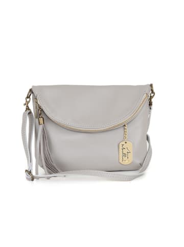 Anna Morellini Leder-Umhängetasche "Alice" in Grau - (B)22 x (H)18 x (T)2 cm