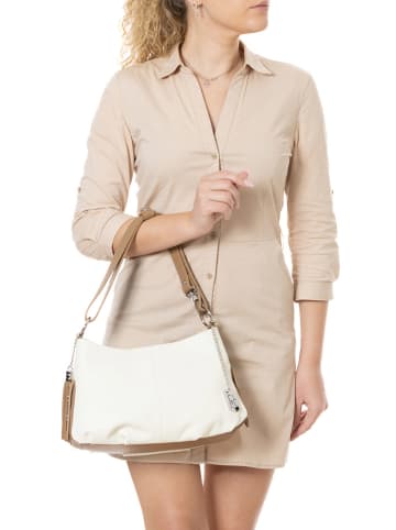 Anna Morellini Leder-Schultertasche "Mia" in Creme - (B)30 x (H)20 x (T)8 cm