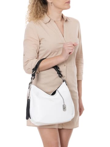 Anna Morellini Leren schoudertas "Fiorella" wit - (B)30 x (H)27 x (D)9 cm