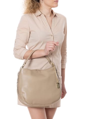 Anna Morellini Leder-Henkeltasche "Sylvana" in Beige - (B)33 x (H)30 x (T)11 cm