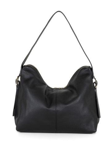 Anna Morellini Leder-Schultertasche "Milina" in Schwarz - (B)37 x (H)28 x (T)14 cm