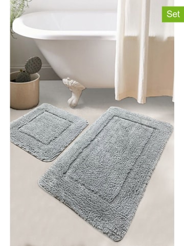 Colourful Cotton 2er-Set: Badvorleger "Wolle" in Hellgrau