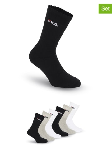 Fila 6er-Set Tennissocken in Weiß/ Schwarz und Grau