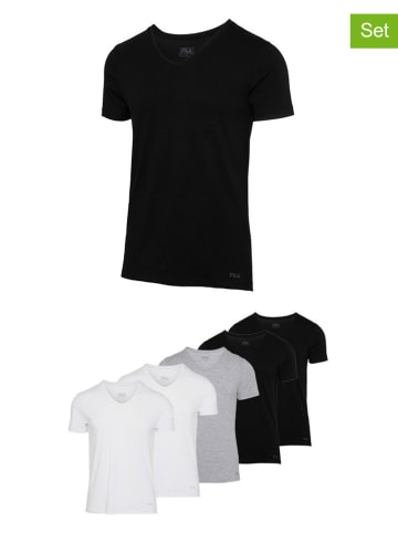 Fila 5-delige set: shirts zwart/wit/grijs