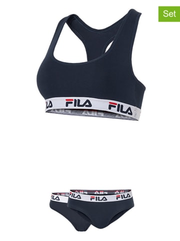 Fila 3-delige ondergoedset donkerblauw/wit