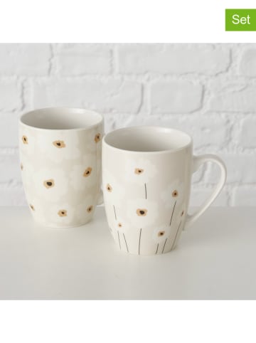 Boltze 2er-Set: Tassen "Canea" in Creme/ Weiß - 350 ml
