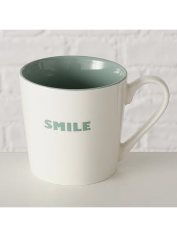 Boltze Tasse "Emile" in Weiß/ Grün - 390 ml