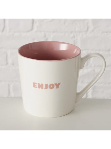 Boltze Kubek "Emile" w kolorze biało-jasnoróżowym - 390 ml