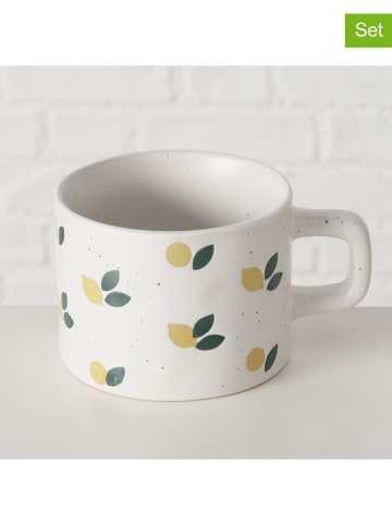 Boltze Kubki (2 szt.) "Lemon" w kolorze biało-żółtym - 320 ml