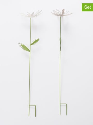 Boltze 2er-Set: Gartenstäbe "Darina" in Grün/ Weiß - (H)100 cm