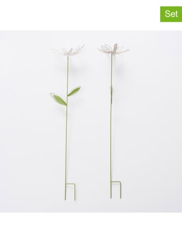 Boltze 2er-Set: Gartenstäbe "Darina" in Weiß/ Grün - (H)100 cm