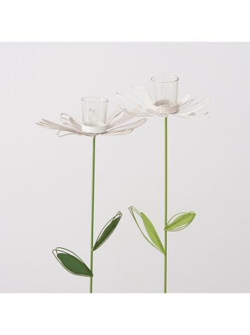 Boltze 2er-Set: Gartenstäbe "Darina" in Grün/ Weiß - (H)100 cm