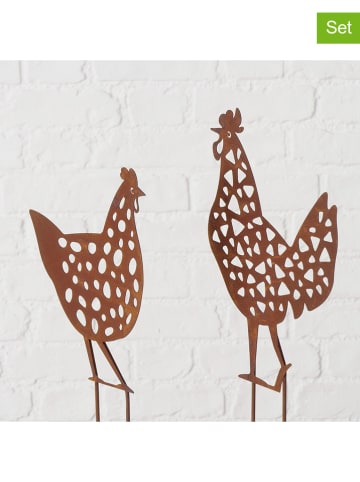 Boltze Dekoracje ogrodowe (2 szt.) "Pollo" w kolorze brązowym - wys. 39,5 cm