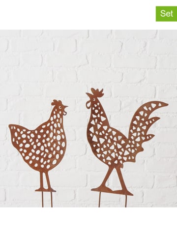 Boltze Dekoracje ogrodowe (2 szt.) "Pollo" w kolorze brązowym - wys. 53 cm