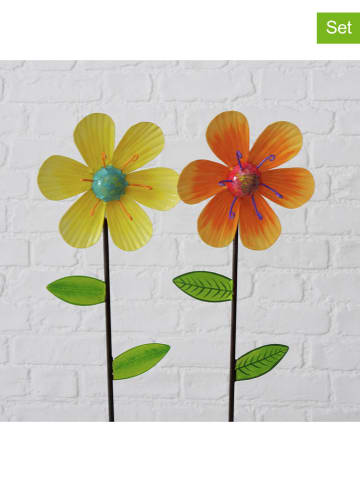 Boltze 2er-Set: Gartenstäbe "Yola" in Gelb/ Orange - (H)55 cm