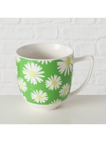 Boltze 2-delige set: mokken "Daisie" groen/wit - 400 ml
