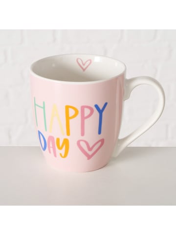 Boltze 3er-Set: Jumbotassen "Happy" in Rosa/ Weiß/ Gelb - 400 ml