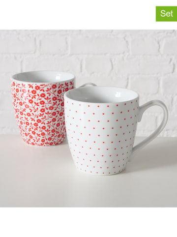 Boltze 2-delige set: mokken wit/rood - 480 ml
