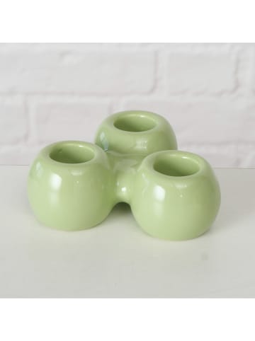 Boltze 2er-Set: Kerzenleuchter "Ronda" in Grün/ Mint - (H)3,5 cm