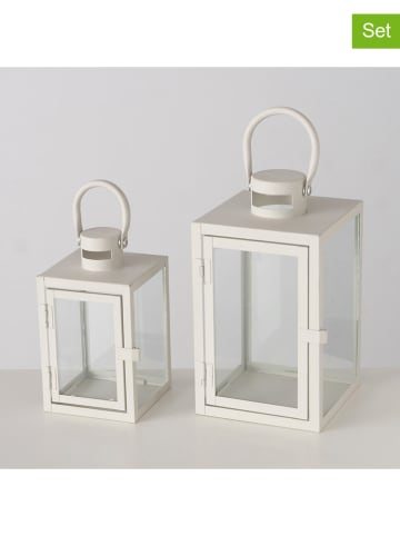 Boltze 2-delige set: lantaarns "Arana" lichtgrijs