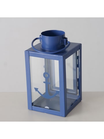 Boltze 3-delige set: lantaarns "Hallig" wit/blauw - (H)11 cm