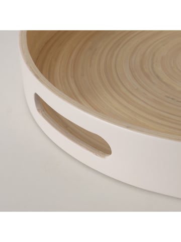 Boltze Tablett "Bambo" in Beige - Ø 35,4 cm
