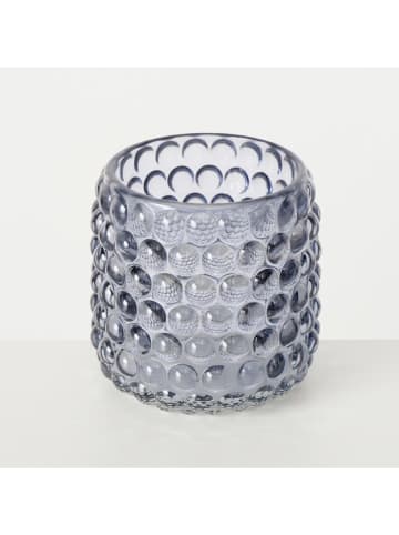 Boltze 3-delige set: windlichten "Bobla" transparant/blauw - (H)8,5 x Ø 8,3 cm