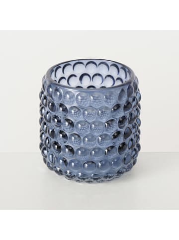 Boltze 3-delige set: windlichten "Bobla" transparant/blauw - (H)8,5 x Ø 8,3 cm